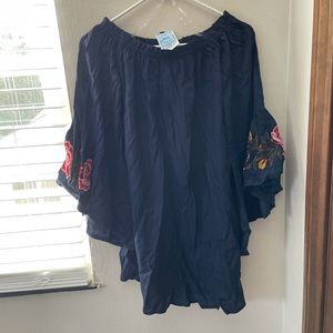 Navy blue big sleeve dress